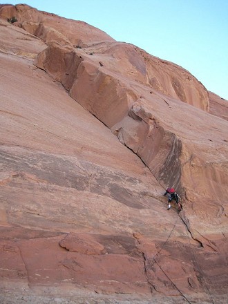 Paul Ross attempting pitch one of his 500th new route - Team 500  © Paul Ross Collection