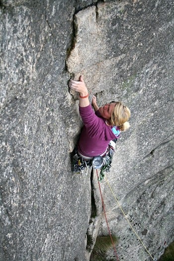 Joan Mulloy on Overdue E2, 5c Lower Cove  © Craig Hiller - from the new Mournes Guidebook