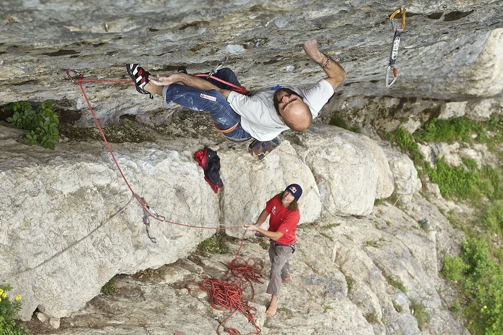 Marcus and his Coronas (belayed by Stefan Glowacz) on Nightmare 8b+...  © Red Chili