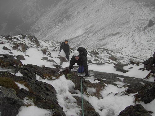 The difficult step near Craig yr Ysfa on the ridge from Carnedd Llewellyn to Bwlch Cwm Ffynon  © Mike Raine