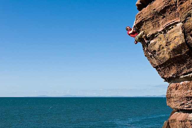 Liam Lonsdale on Dreaming of Red Rocks (F7a+) at st. Bees  © Keith Sharples