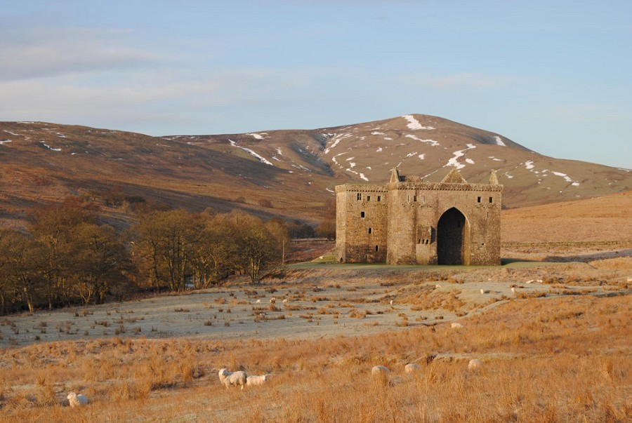 The grimmest of the border fortresses, Hermitage Castle below Cauldcleuch Head, Liddesdale  © Ronald Turnball