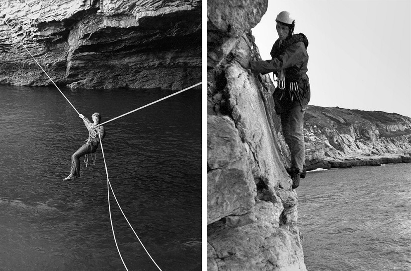 Early pioneers. Frank Cannings on a Tyrolean of the Great Cave. Peter Biven on the Great Cave descent. © FRANK CANNINGS CO  © Kafoozalem