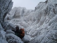 A frozen Y Garn gully