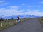 Cycling on la Saleve, looking towards Mont Blanc and the Alps.