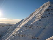 North East face of Pen-y-Fan, showing (part of) Near Right Gully and Right Hand Rib.