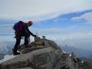 Tom Shaw on true Summit of Gran Paradiso, Route Normal from Vittorio Emmanuell Refuge grade PD-