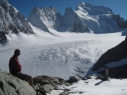 View from Ecrins Hut over Glacier Blanc to Barre des Ecrins on right