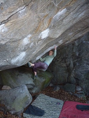 Mina Leslie-Wujastyk on on Frank's Wild Years (8A) at Cresciano  © Beta Climbing Team Blog