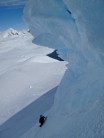 The threatened east face of Mt Cloos, Antarctica, during the first ascent.