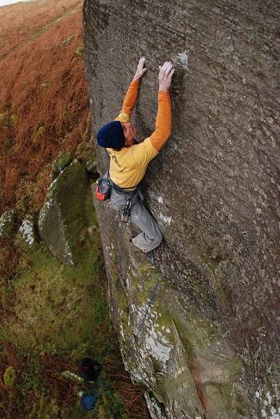 Andy Earl on his own route Masterclass E7 6c at Rothley  © Ian Parnell