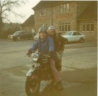 Colin ? and the late Pete Williamson with period transport outsie The Robin Hood Inn near Chatsworth Edge