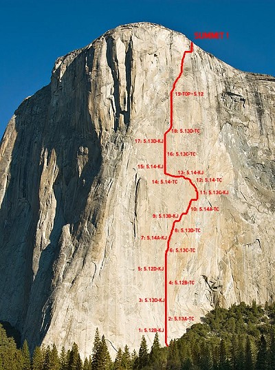 The Dawn wall/Mescalito project  © Kevin Jorgeson