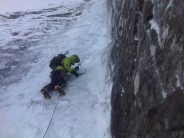 The Wand, V, 5, ***, Creag Meagaidh, First Ice Pitch (Climber: Hans Lawrence)