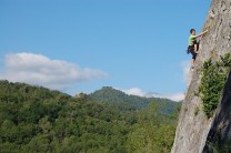 This is Milly Mills (aged 12) in the Ariege, France, In Calames, sector 'Le Papy'. This is graded a 5c+.