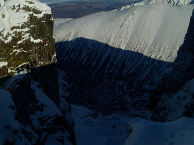 Charly Fritzer making the second ascent of To Those Who Wait IX,9 - Ben Nevis  © Mark Reeves - Life in the Vertical
