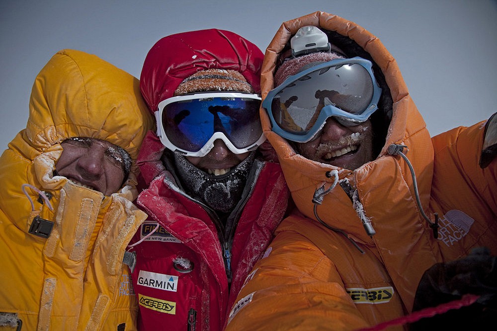 Not long previous the team had been enjoying the summit feeling - the top of Gasherbrum II  © Cory Richards