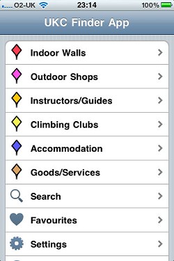The iPhone Finder App  © UKClimbing limited