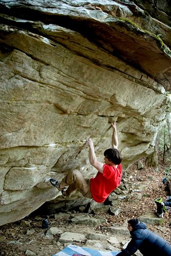 James Webb bouldering at The Lilly Boulders  © Mark Andrew Large