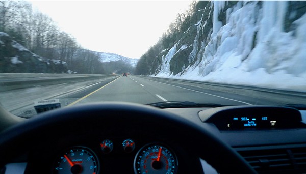 Driving down the Mass' Turnpike en route to Sterling Rope, Maine, USA  © Mick Ryan