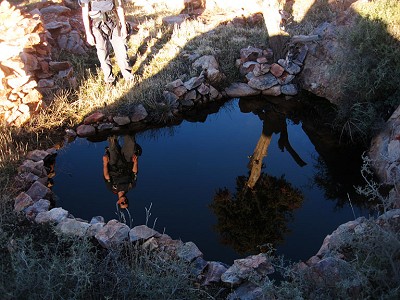 The bizarre pool on the summit of Ksar Rock. How does it stay full?  © Dr Toph