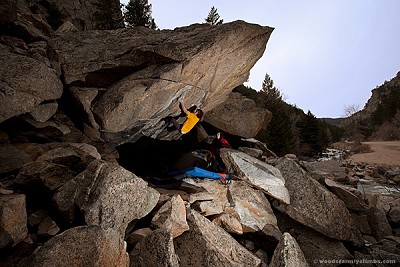 Daniel Woods on The Game, 8C+, Boulder canyon  © Woods family coll.