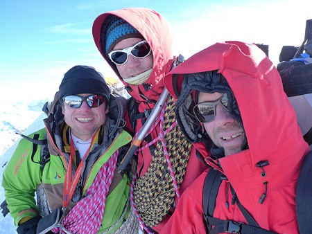 Summit of the Eiger- From left to right: Paulo Robach, Cedric PERILLAT-MERCEROZ, Patrice Glairon Rappaz  © Cedric PERILLAT-MERCEROZ