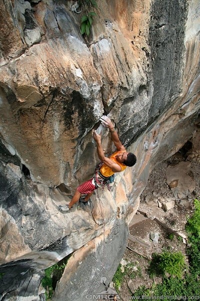 Juggy and steeps, classic streaked Thai limestone.   © TC Changed