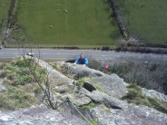Frank topping out on "One Step in the Clouds", Tremadog. Really lovely climbing.