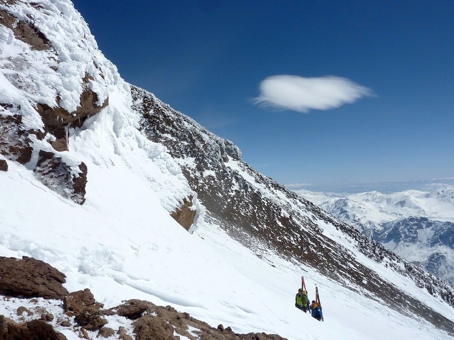 Climbing the final slopes, 300m below the summit of Mount Damavand  © Chris Lockyer
