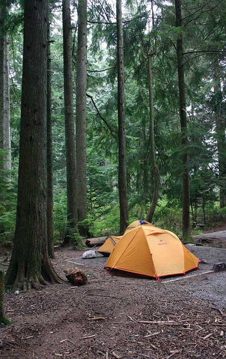 Camping at the provincial park campground at the base of the Chief  © Marc Bourdon