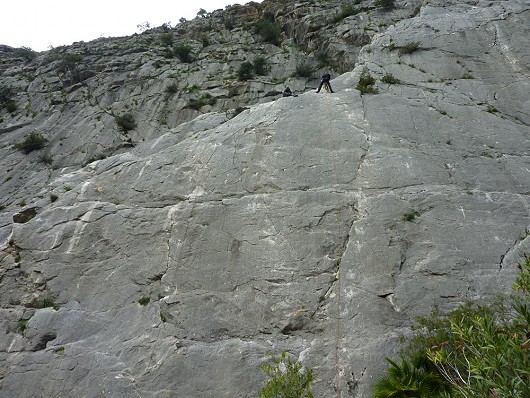 Some German climbers on Alucinosis (left) and Number One (right) with Cursillos in the middle.  © Mark Philipson