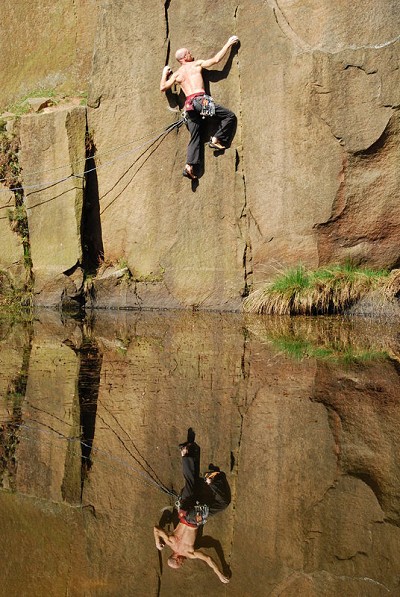 Pete Barrass on Pool wall early April  © Alan from Sheffield