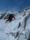 Nearing the top of the Ledge Route on Ben Nevis.