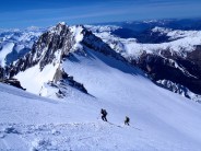 Descending from the ridge during a traverse of the Domes des Miage in the Haute Savoie.