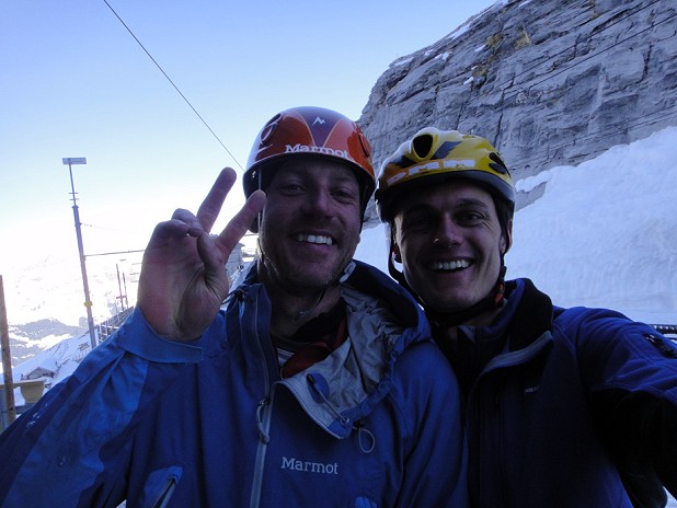 Jack and Rob Greenwood after their successful ascent of the North Face of the Eiger  © Rob Greenwood