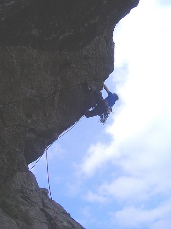 James McHaffie on the first ascent of Abraham's Covenant E7 6c, Dow Crag  © Stuart Wood