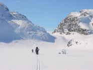 Ski-ing through the Kyrkjedori, Finse, Norway