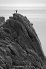 Climbers on Beaufort Buttress, Lundy.