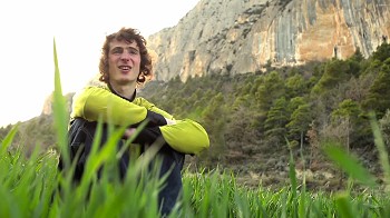 Adam Ondra being interviewed about his ascent of Chaxi raxi - 9b  © Black Diamond