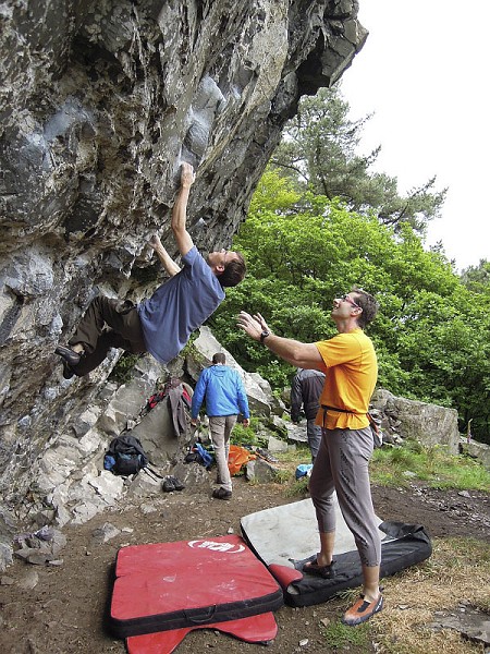 Peter Beal bouldering while being spotted by Petr from CzechClimbing.cz  © Jirka SIka