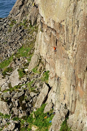 Ricky Bell on his 60m epic new route The Rathlin Effect  © Craig Hiller / Hillerscapes