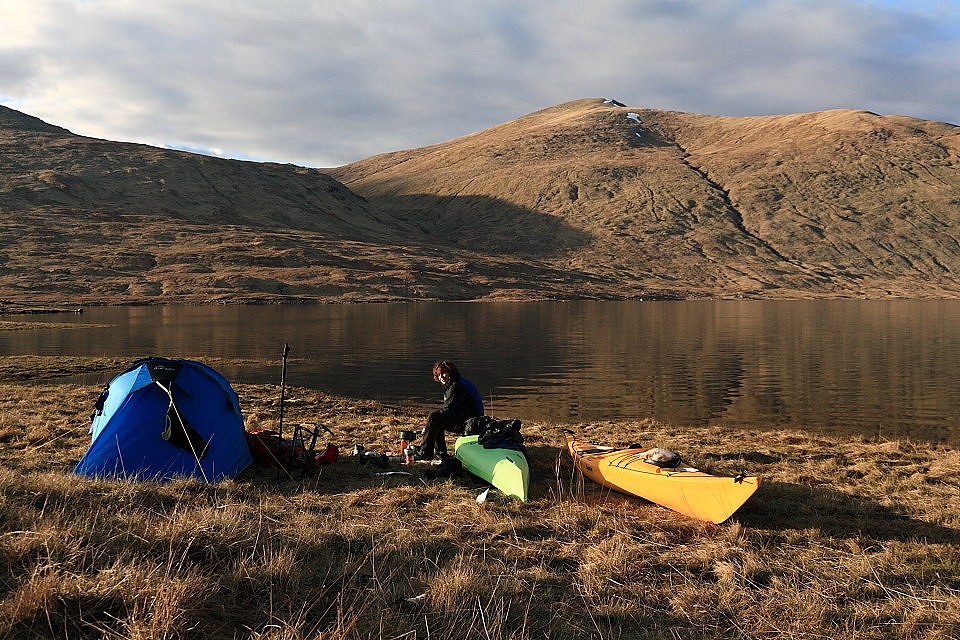 Loch Mullardoch camp/kayak combination   © Dan Bailey