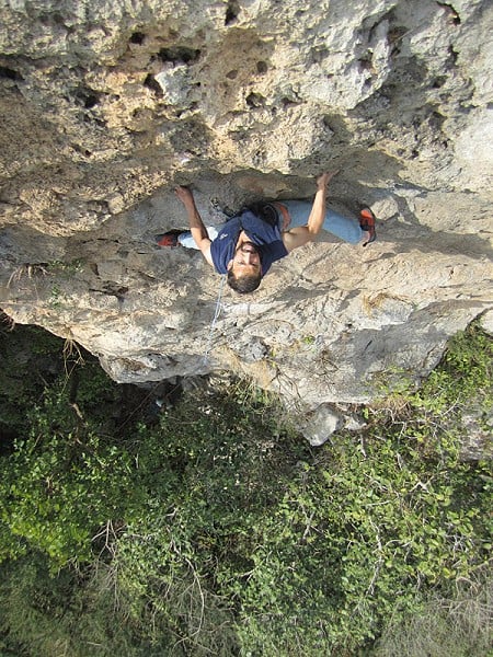 With a fine flash ascent Imran was the Hero of the Day (6b+)  © John Arran