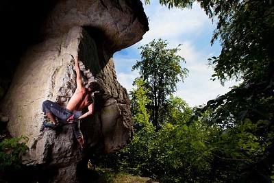 In the German Bouldering Jungle. A photograph from bouldering session in German Highlands, Ith.  © ALPINE-PHOTOGRAPHY