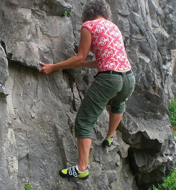 Sticky Edelrid soles coping  admirably with limestone polish  © Sarah Flint