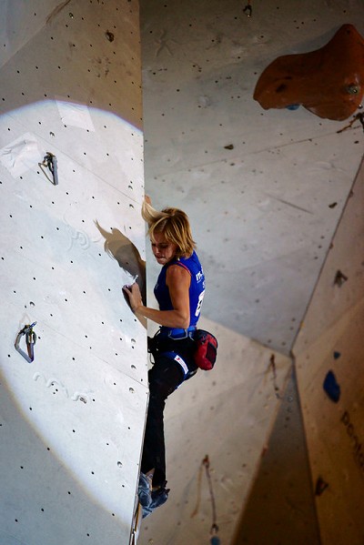 Climbing an indoor arete.  © UKC Articles