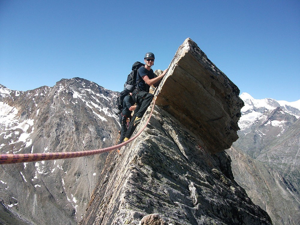 climbing along Dri Hornli Ridge in Switzerland  © pisspotcharlie