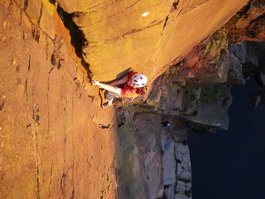 Nick Mattia enjoying climbing into the golden sunlight on Excalibur. Ryan Jones belayer.  © nickmattia
