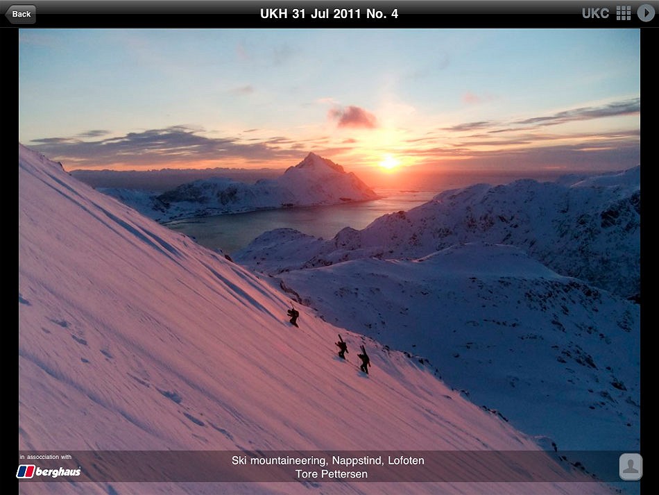 UKC Top Photos App: : Ski mountaineering, Nappstind, Lofoten  © Tore Pettersen